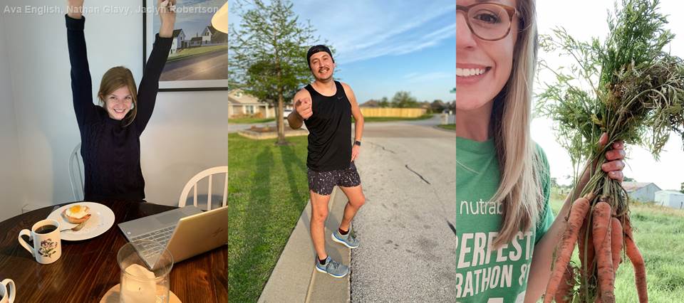 Working at the home office sometimes come with unexpected treats, like TWRI Intern Ava English’s surprise bagel sandwich. Lunch breaks have turned into runs for TWRI Extension Program Specialist Nathan Glavy, and harvest time for TWRI Extension Associate Jaclyn Robertson.